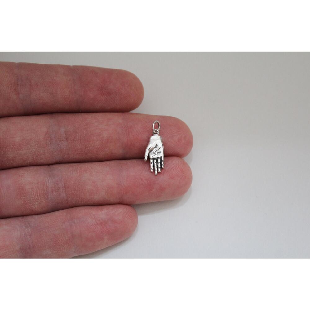 Sterling Silver Hand Charm, Silver Open Hand Necklace